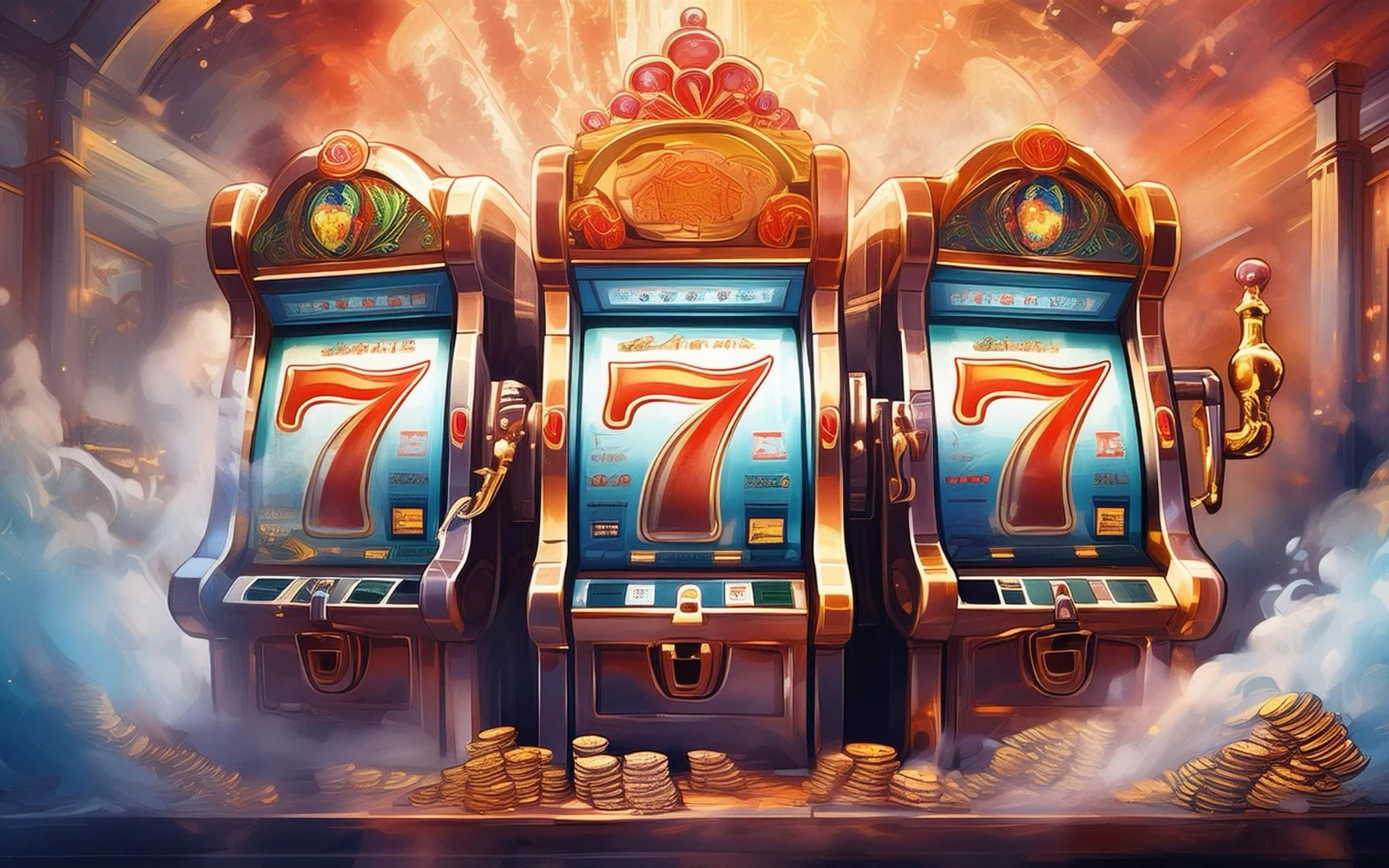 ภาพหน้าจอเกมสล็อตบนอุปกรณ์มือถือพร้อมวงล้อและปุ่มควบคุม